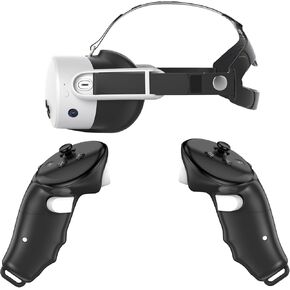 Silicone Head Strap and Controller Grip Case Bundle Compatiable for Meta Quest 3S Accessories Duo Active Strap Replacement with Magnetic Grip