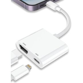 Lightning to HDMI Adapter [Apple MFi Certified] for iPhone to TV,Plug&Play,No Power Needed,1080P Digital AV Adapter Sync Screen Connector,Compatible with for iPhone,iPad to TV/Projector/Monitor