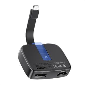 Cable Matters Portable 8K or Dual 4K 60Hz USB C to HDMI and DisplayPort Adapter - Thunderbolt 4 and USB 4 Compatible for DELL XPS, Surface Pro, MacBook (macOS only Supports one Extended Display)