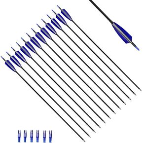 30" Carbon Arrows Hunting Arrows with 4" Shield Shaped Turkey Feathers Spine 400 for Recurve & Traditional Long & English Long Bow(Pack of 12)