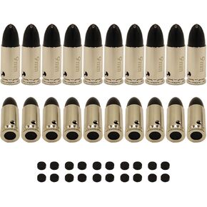 20 PCS 9mm Training Snap Caps， Dry Fire Training Dummy Rounds Practice Safe Loading Firing (Silvery)