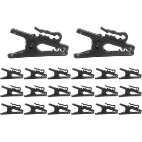 HARFINGTON 20pcs Headphone Wire Clips 0.94" Length Small Headset Cable Clamp Earphone Earplugs Cable Clothing Clip Earpiece Clamp Microphone Cord Hooks for 1.5mm Dia Round Wire, Black