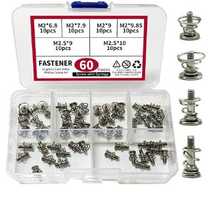 60pcs GPU Graphics Card Back Plate Heatsink Screws Spring Screws Phillips CPU Mainboard Radiator Fixing Bolts M2 M2.5 DIY Phillips Step Screws