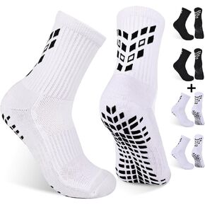 4 Pairs Non-slip Soccer Sports Socks Grip Football Basketball Socks Men Women 6-8.5 9-12