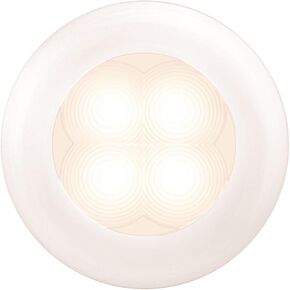HELLA 980500741 '0500 Series' Slim Line Warm White 12V DC Round Enhanced Brightness LED Courtesy Light with White Plastic Rim