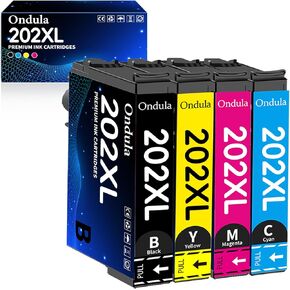 202XL 202 Ink Cartridges Multipack Remanufactured Replacement for Epson 202XL Ink Cartridges for Epson Printer Expression Home XP-5100 Workforce WF-2860 (2 Black 1 Cyan 1 Magenta 1 Yellow, 5 Pack)