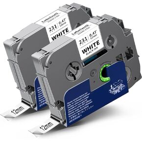 TZe TZ Tape 12mm 0.47 Inch Label Maker Tape Laminated White Compatible for TZe 12mm Tape Refills for P Touch PT-H110 D210 D220 D400 D600 (Black on White, 5-Pack)