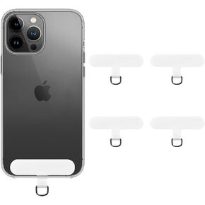OUTXE Phone Tether Tab Clear, 4 Pack TPU Phone Lanyard Patch for Phone Strap Compatible iPhone & Other Cell Phone（Transparent）