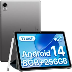 UMIDIGI G9 Tab Tablet 11 Inch,Android 14 Tablet Dual SIM Card Slots 8GB+256GB+1TB Expand,Android Tablet with Stylus&Case 7200mAh and 13+8MP Cameras,2024 Cellular Tablet with Face Unlock,GPS,FM(Gray)