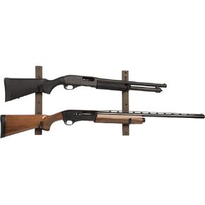 Allen Company Indoor Gun Rack, Holds 2, 3 and 4 Rifles/Shotguns - Wall Storage Display Rifle Rack - Wood with Metal Hooks - Brown/Black