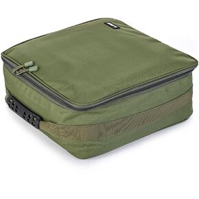 Conskyee Fishing Reel Case, Portable Fishing Gear Accessories Tackle Storage Bag for Spinning Baitcasting Fly Reels, Oxford Cloth Square Cover (Army Green)