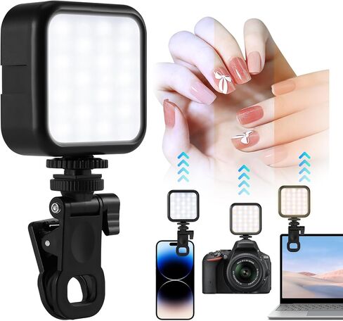 إضاءة سيلفي LED من SAVILAND لصالون الأظافر للهاتف: مشبك محمول وقابل لإعادة الشحن على ضوء سيلفي للهاتف 3 أوضاع إضاءة و10 مستويات سطوع وإضاءة هاتف لأجهزة الكمبيوتر المحمول مسمار الفن Selfie Vlog in Kuwait