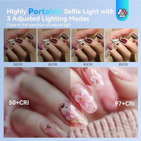 إضاءة سيلفي LED من SAVILAND لصالون الأظافر للهاتف: مشبك محمول وقابل لإعادة الشحن على ضوء سيلفي للهاتف 3 أوضاع إضاءة و10 مستويات سطوع وإضاءة هاتف لأجهزة الكمبيوتر المحمول مسمار الفن Selfie Vlog in Kuwait