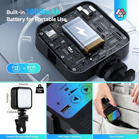 إضاءة سيلفي LED من SAVILAND لصالون الأظافر للهاتف: مشبك محمول وقابل لإعادة الشحن على ضوء سيلفي للهاتف 3 أوضاع إضاءة و10 مستويات سطوع وإضاءة هاتف لأجهزة الكمبيوتر المحمول مسمار الفن Selfie Vlog in Kuwait