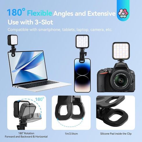 إضاءة سيلفي LED من SAVILAND لصالون الأظافر للهاتف: مشبك محمول وقابل لإعادة الشحن على ضوء سيلفي للهاتف 3 أوضاع إضاءة و10 مستويات سطوع وإضاءة هاتف لأجهزة الكمبيوتر المحمول مسمار الفن Selfie Vlog in Kuwait