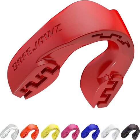 SAFEJAWZ Sports Mouthguard Slim Fit, Adult and Junior Mouth Guard with Case for Boxing, Basketball, Lacrosse, Football, MMA, Martial Arts, Hockey and All Contact Sports (Adult 12+ Years, Clear) in Kuwait