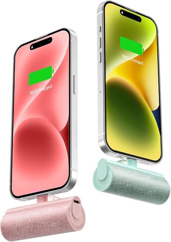Charmast 2-Pack Small Portable Charger for iPhone 3500mAh, Bling Compact Mini Power Bank, Cute Battery Pack Portable Phone Charger Compatible with iPhone 14 Pro Max/14/13/12/11/SE/XR/X/8/7 Series in Saudi Arabia