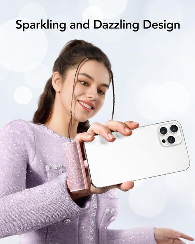 Charmast 2-Pack Small Portable Charger for iPhone 3500mAh, Bling Compact Mini Power Bank, Cute Battery Pack Portable Phone Charger Compatible with iPhone 14 Pro Max/14/13/12/11/SE/XR/X/8/7 Series in Saudi Arabia
