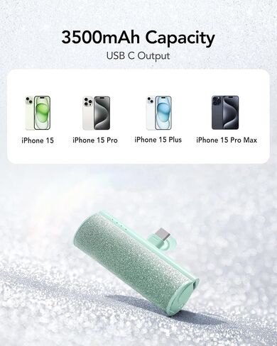 Charmast 2-Pack Small Portable Charger for iPhone 3500mAh, Bling Compact Mini Power Bank, Cute Battery Pack Portable Phone Charger Compatible with iPhone 14 Pro Max/14/13/12/11/SE/XR/X/8/7 Series in Saudi Arabia