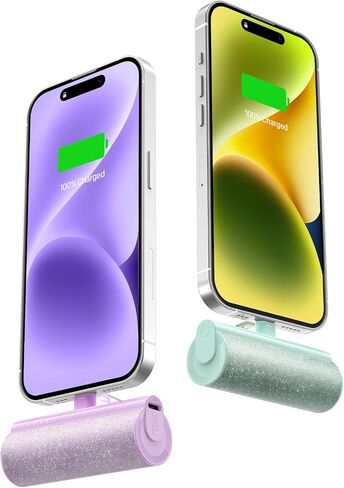شاحن محمول صغير من Charmast 2-Pack لهاتف iPhone 3500mAh، بنك طاقة صغير الحجم Bling Compact، شاحن هاتف محمول لطيف متوافق مع iPhone 14 Pro Max/14/13/12/11/SE/XR/X/8/7 Series in Kuwait