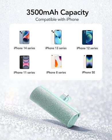 شاحن محمول صغير من Charmast 2-Pack لهاتف iPhone 3500mAh، بنك طاقة صغير الحجم Bling Compact، شاحن هاتف محمول لطيف متوافق مع iPhone 14 Pro Max/14/13/12/11/SE/XR/X/8/7 Series in Kuwait