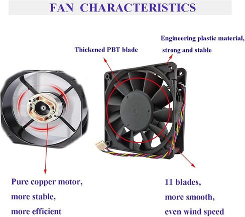 12038 PWM Cooling Fan 120mm 38mm DC 12V 4Pin High 230 CFM Brushless Dual Ball Bearing 5400RPM for Computer Case Server Workstation Cabinet in Kuwait