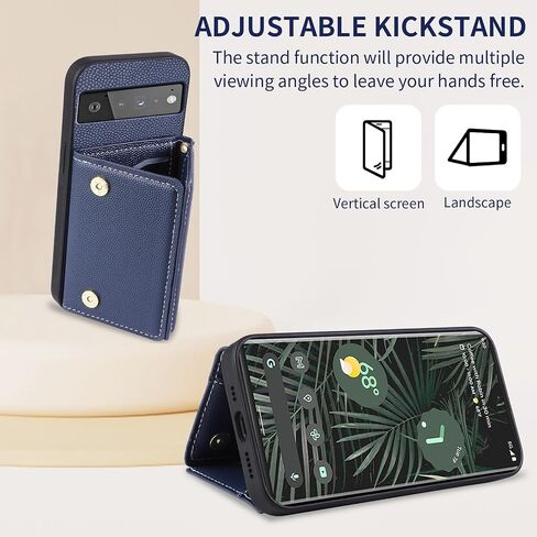 Phone Case for Google Pixel 6 Pro Wallet Cover with Crossbody Shoulder Strap and Leather Credit Card Holder Pocket Slim Stand Cell Accessories Pixel6Pro Pixel6 XL 6XL Pixle 6Pro 5G Girls Blue in Saudi Arabia