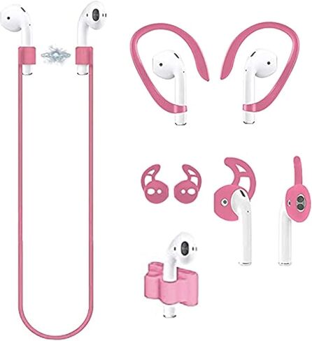 ملحقات Loirtlluy 4 في 1 ضد فقدان أجهزة Airpods، وحزام Airpods، وسلك مغناطيسي، وخطافات وأغطية للأذن متوافقة مع Airpods 1 & 2، وحامل حزام ساعة Airpods، أرجواني in Kuwait
