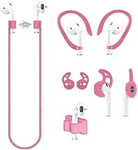 ملحقات Loirtlluy 4 في 1 ضد فقدان أجهزة Airpods، وحزام Airpods، وسلك مغناطيسي، وخطافات وأغطية للأذن متوافقة مع Airpods 1 & 2، وحامل حزام ساعة Airpods، أرجواني in Kuwait