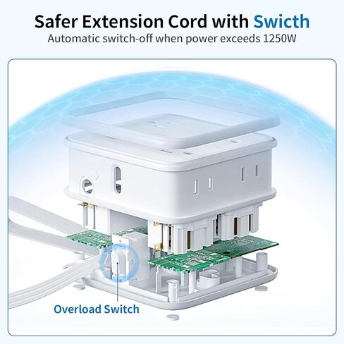 Flat Extension Cord 10 FT, Power Strip with 8 Widely Outlets 3 USB Ports(1 USBC), Flat Plug Extension Cord with Multiple Outlets, Wall Mounted Outlet Extender Long Cord for Indoor, Home, Office, White in Kuwait
