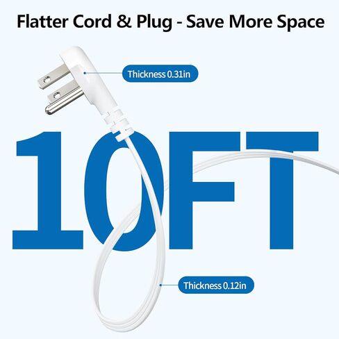 Flat Extension Cord 10 FT, Power Strip with 8 Widely Outlets 3 USB Ports(1 USBC), Flat Plug Extension Cord with Multiple Outlets, Wall Mounted Outlet Extender Long Cord for Indoor, Home, Office, White in Kuwait