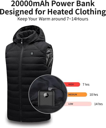 Lightest 5V 2A USB 20000mAh Heated Vest Battery Pack, Power Bank for Heated Jacket, Hoodies, Stadium Seats, Fast Recharging Portable Charge for Heated Clothing, Camping Chair (Black, 20000mAh) in Saudi Arabia