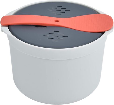Microwave Rice Cooker Set, 2L Food Grade PP Material Rice Spoon Lid Strainer Steaming Pot Rice Cooker Set Kitchen Cookware Rice Maker for Home Meal Prep Cooker (Orange) in Saudi Arabia