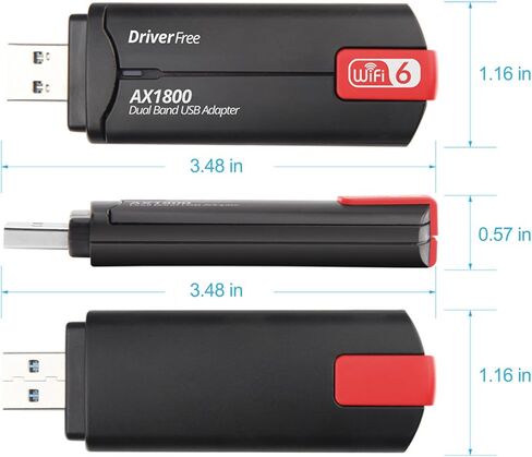 USB WiFi Adapter，AC1300Mbps Dual Band 5dBi High Gain Antenna 2.4GHz/ 5GHz Wireless Network Adapter for PC，Supports Windows /8/10/11 in Kuwait