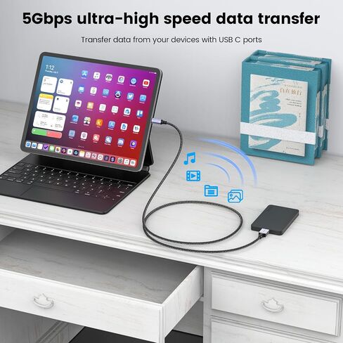 USB C Male to Micro B Cable(1M), Micro B to USB3.0 C Male Cable, USB C to Micro B Hard Drive Cable Compatible with Toshiba,Seagate,WD External Hard Drive,Galaxy S8/S9/S10, etc in Saudi Arabia