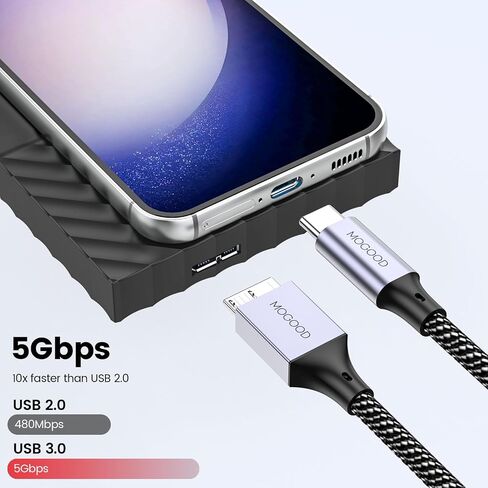USB C Male to Micro B Cable(1M), Micro B to USB3.0 C Male Cable, USB C to Micro B Hard Drive Cable Compatible with Toshiba,Seagate,WD External Hard Drive,Galaxy S8/S9/S10, etc in Saudi Arabia