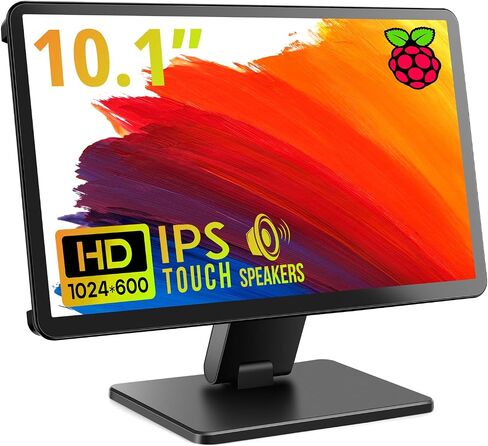 Touch Screen Monitor with Case,ROADOM 10.1’’ Raspberry Pi Screen, IPS FHD 1024×600,Responsive and Smooth Touch,Dual Built-in Speakers,HDMI Input,Compatible with Raspberry Pi 5/4/3/Zero,Versatile Stand in Saudi Arabia