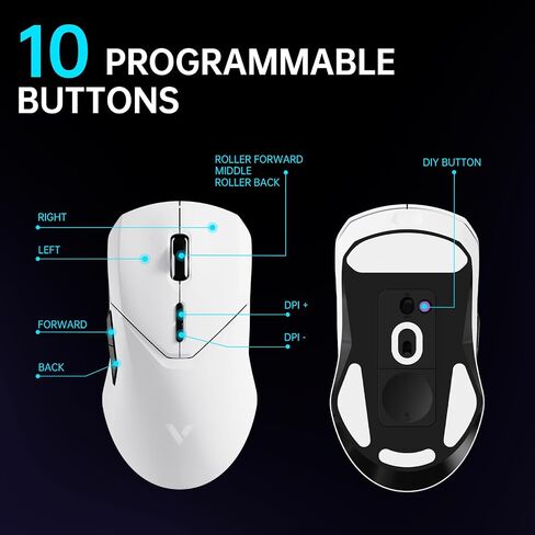 Rapoo VT9PRO 4K Wireless Gaming Mouse, PAW 3398 Sensor, 26000 DPI, 4KHz Polling Rate, 0.25ms Response Time, Lightweight, 10 Programmable Buttons, 180h Battery Life, On-Board Memory, PC - Black in Saudi Arabia
