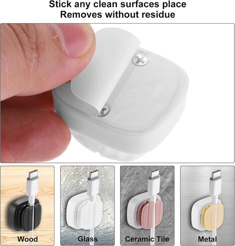 MECCANIXITY 6Pcs Cord Organizer Spring Cable Clip Holder, 3-in-1 Black Adhesive Adjustable Cord Cable Holder for Charging Cord, USB Wires, Car, Nightstand, Office in Saudi Arabia