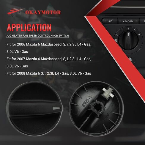 A/C Heater Fan Speed Control Knob Switch for 2006 2007 2008 Mazda 6 2.3L 3.0L GV2W-61-195 GR1A-61-195 in Kuwait
