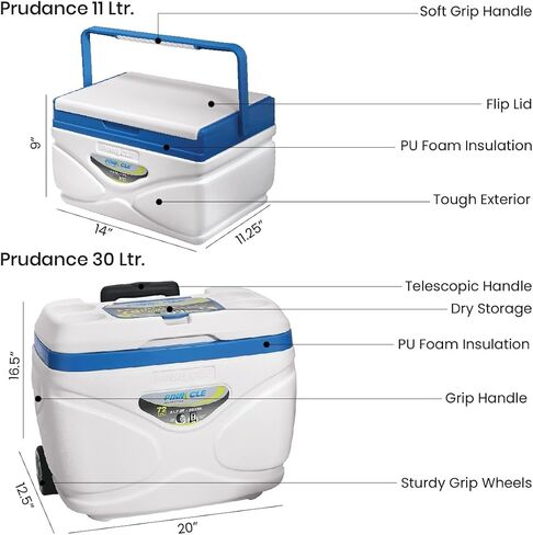 Pinnacle Cooler with Wheels – Practical Set of 66L Cooler with Wheels and Handle – Includes 30L 11L and 4.5L Camping Coolers and 2 Ice Bricks – Cup Holder and Sitting Lid – Extended Cooling Time in Saudi Arabia