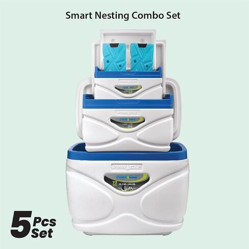 Pinnacle Cooler with Wheels – Practical Set of 66L Cooler with Wheels and Handle – Includes 30L 11L and 4.5L Camping Coolers and 2 Ice Bricks – Cup Holder and Sitting Lid – Extended Cooling Time in Saudi Arabia
