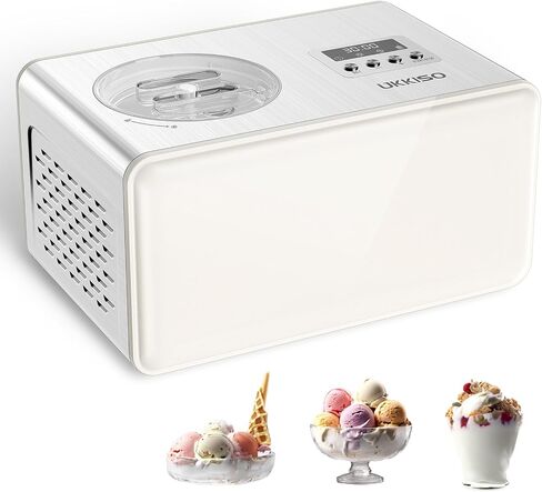 2-in-1 Ice Cream Maker & Yogurt Maker: 1.6Qt Automatic Ice Cream Maker Machine with Yogurt Mode, Stainless Steel Homemade Soft Serve Ice Cream Machine with Compressor for Home, Christmas Gift in Kuwait