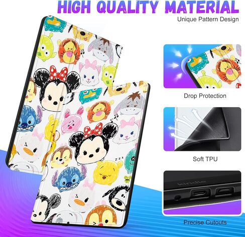 حافظة عصرية ممتعة لجهاز Kindle 11th 6 "2022 جيل لطيف الكرتون Girly Kawaii Girls Kids Boys غطاء فوليو رائع لأمازون Kindle 11th Generation C2V2L3، حافظة قارئ E مقاس 6 بوصات، Mini Dishini in Kuwait