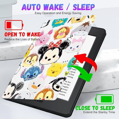 حافظة عصرية ممتعة لجهاز Kindle 11th 6 "2022 جيل لطيف الكرتون Girly Kawaii Girls Kids Boys غطاء فوليو رائع لأمازون Kindle 11th Generation C2V2L3، حافظة قارئ E مقاس 6 بوصات، Mini Dishini in Kuwait