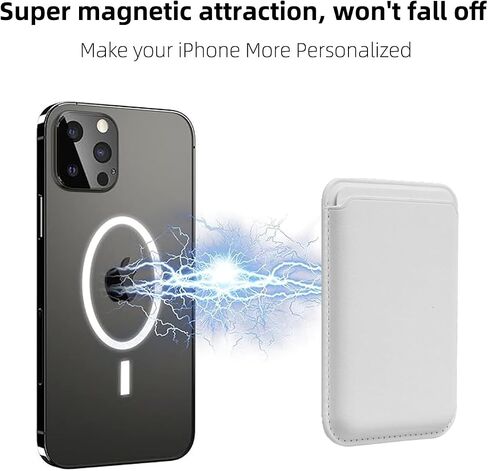 محفظة هاتف مغناطيسية متوافقة مع Apple MagSafe، محفظة جلدية بسيطة، حامل بطاقات مانع RFID لهاتف iPhone 16 Pro Max/16 Plus/16، لهاتف iPhone 15 Pro Max/15 Plus/15 Pro/14/13/12- أسود in Saudi Arabia