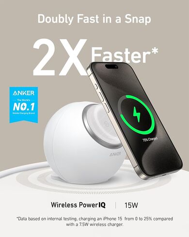 محطة شحن مغناطيسية Anker MagGo، شاحن لاسلكي MagSafe فائق السرعة معتمد من Qi2 بقدرة 15 وات لهاتف iPhone 15/14/13، وشريط طاقة 8 في 1 مع 3 تيار متردد و4 شاحن سطح مكتب USB لأجهزة MacBook والمزيد in Kuwait