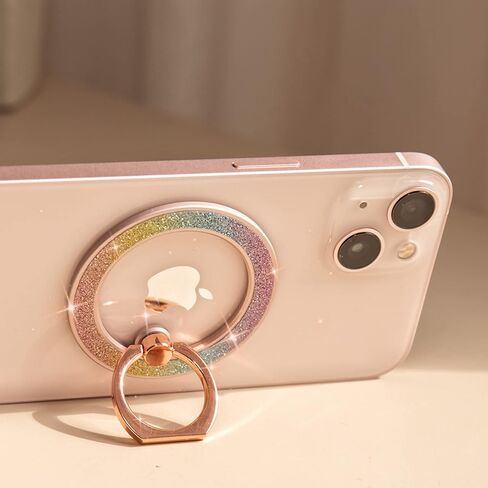 MINDSKY Mag-Safe Phone Stand Phone Grip Compatible with iPhone 12/13/14/15 Mini/Pro/Pro Max Accessories Removable Magnetic Finger Phone Ring Grip (Rosegold Pink) in Saudi Arabia