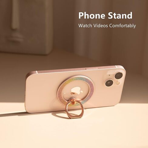MINDSKY Mag-Safe Phone Stand Phone Grip Compatible with iPhone 12/13/14/15 Mini/Pro/Pro Max Accessories Removable Magnetic Finger Phone Ring Grip (Rosegold Pink) in Saudi Arabia