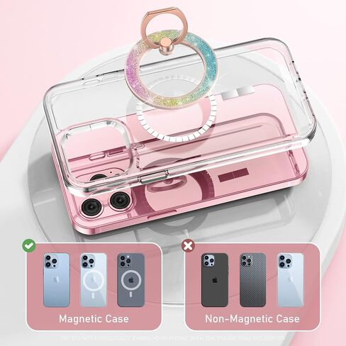 MINDSKY Mag-Safe Phone Stand Phone Grip Compatible with iPhone 12/13/14/15 Mini/Pro/Pro Max Accessories Removable Magnetic Finger Phone Ring Grip (Rosegold Pink) in Saudi Arabia